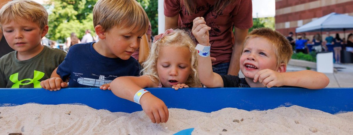 Guests dig for shark teeth at the Ocean Exploration Member Night.