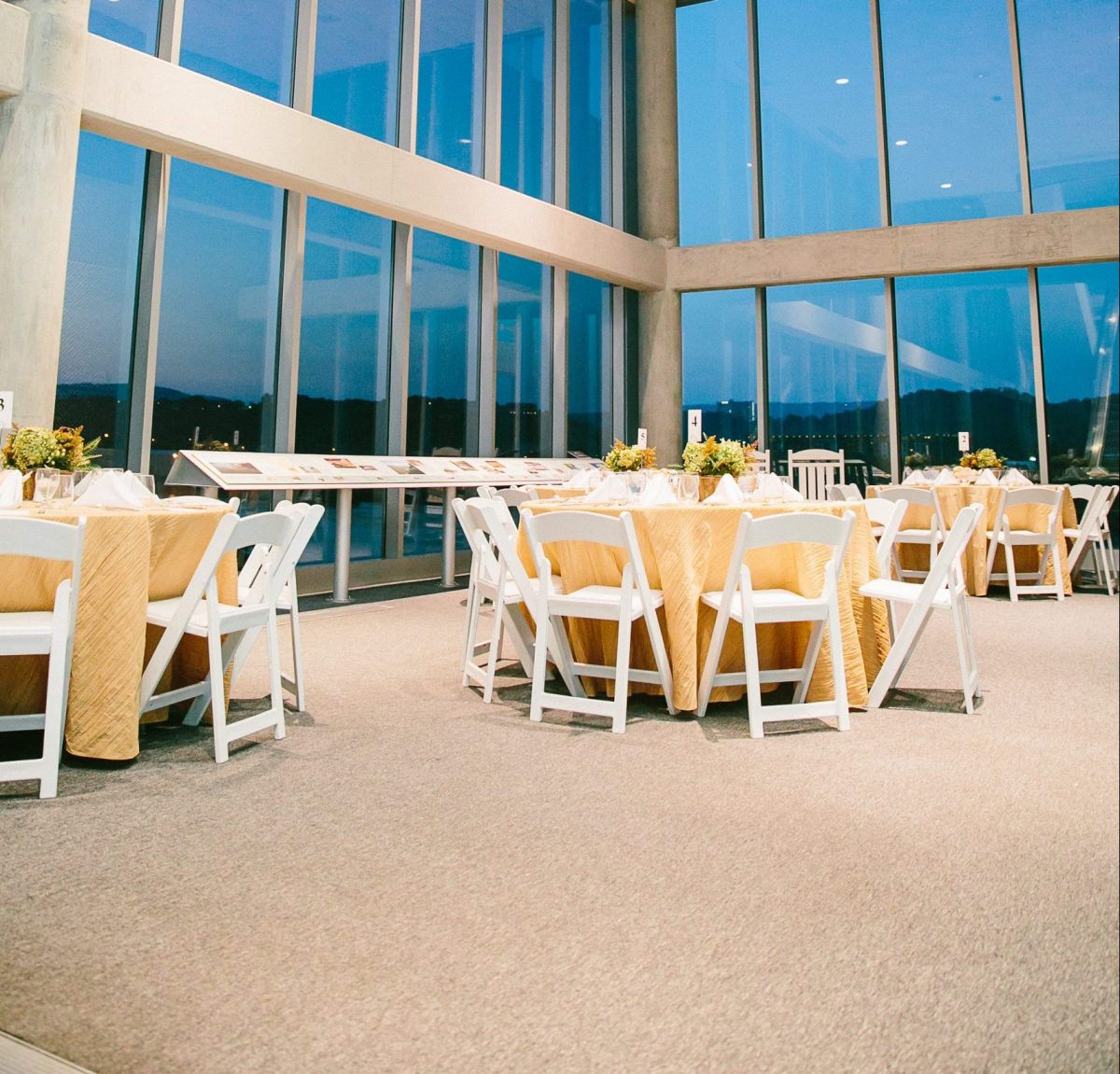 Close-up of tables in Ocean Journey