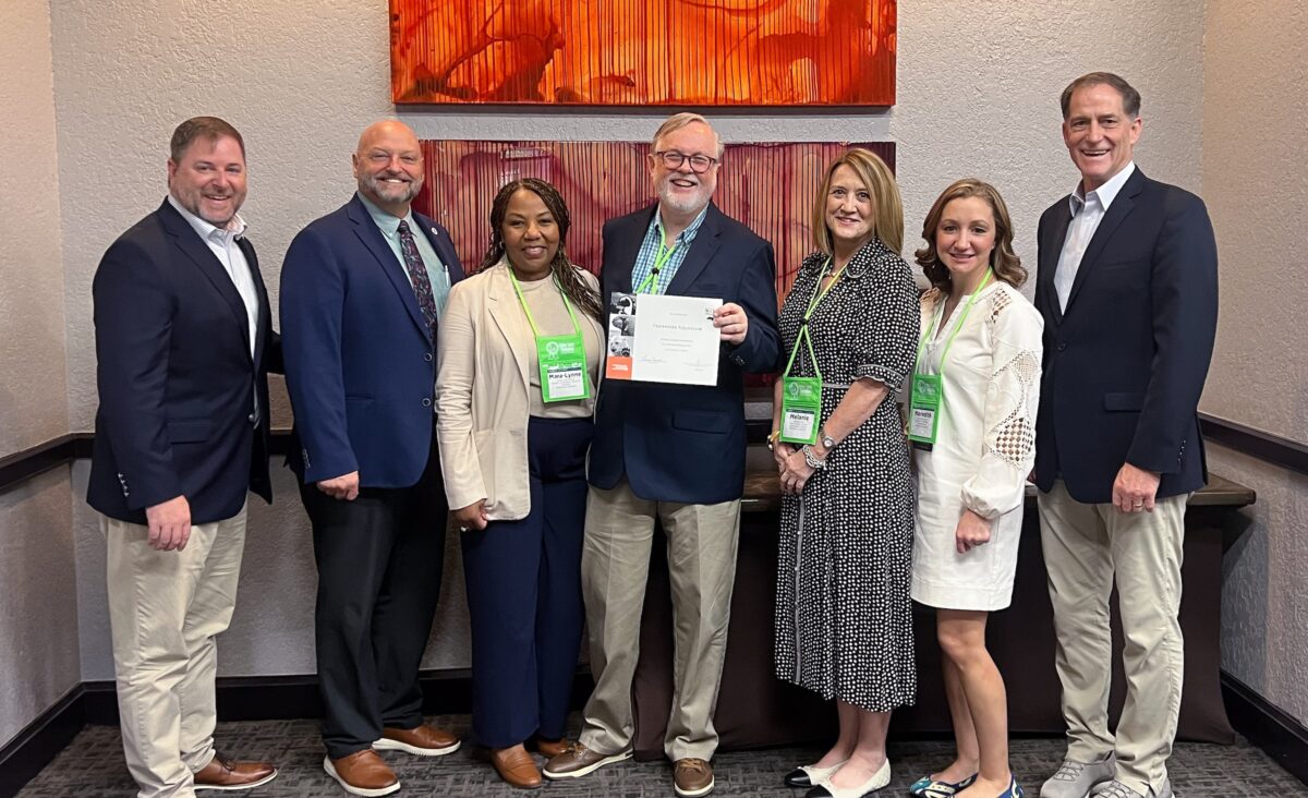 The Tennessee Aquarium has been accredited for another five years by the Association of Zoos and Aquariums. From left: incoming Aquarium President and CEO Andy Wood, VP Chief Husbandry & Exhibits Officer Thom Demas, Director of Inclusion Equity & Diversity Mara-Lynne Payne, Interim President & CEO Gordon Stalans, VP Chief Development Officer Melanie King, Director of Strategic Advancement Meredith Roberts and AZA CEO Dan Ashe, photographed at the AZA Mid-year Conference.